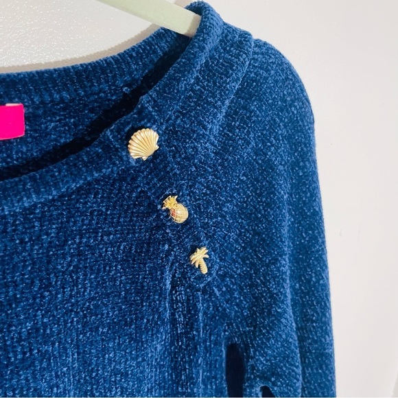 Lilly Pulitzer Pippin Sweater Low Tide Navy Blue Soft Chenille Preppy Beach - Picture 5 of 8
